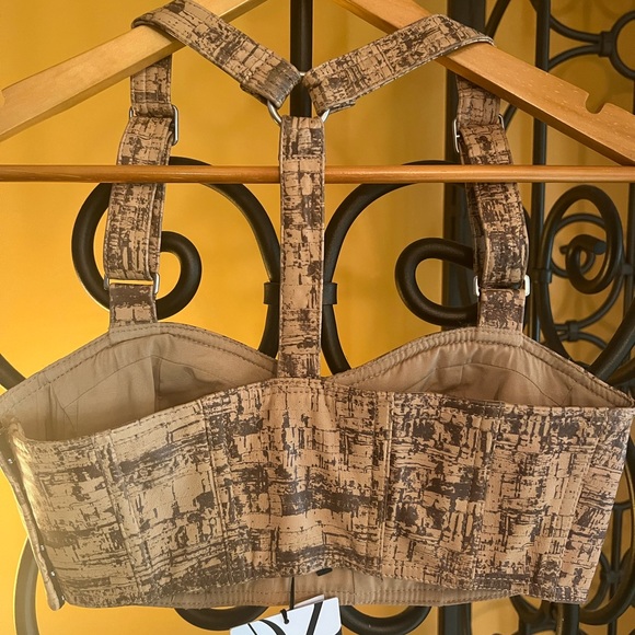 🎉HP🎉 DIANE VON FURSTENBERG DVF Runway Collection Cork Print Leather Bustier - Picture 4 of 7